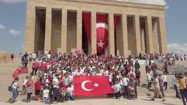 Ankara Turkije Augustus 2019 Turkse Vlaggen Voor Anitkabir Mausoleum Van — Stockvideo