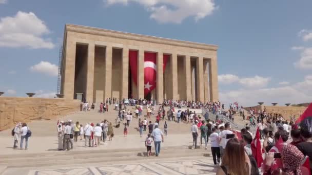 Анкара Турция Август 2019 Года Мавзолей Ататюрка Людьми Посещающими Великого — стоковое видео