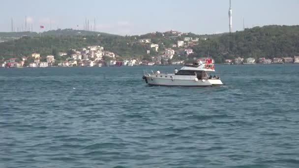 Istanbul Turkey October 2018 Private Yacht Sailing Bosphorus Strait — Stock Video