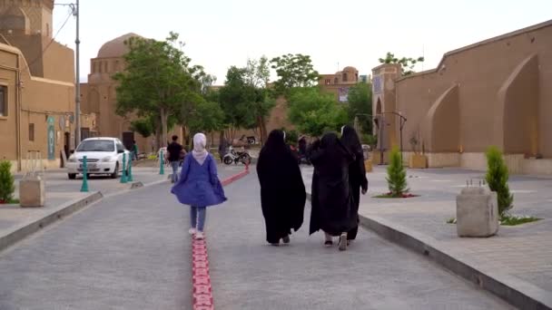 Yazd Iran May 2019 Iranian Women Walking City Streets Old — Stock Video