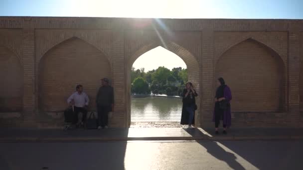 Isfahan Iran May 2019 Siose Pol Bridge Arches One Oldest — Stock Video