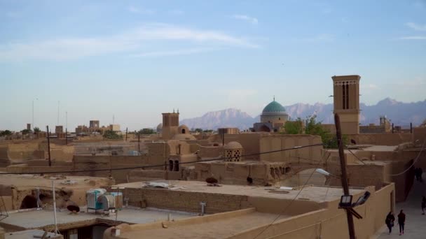 Yazd Iran Mei 2019 Yazd Stadsgezicht Met Oude Bakstenen Gebouwen — Stockvideo