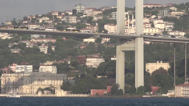 Istanbul Turkey November 2019 Car Traffic July Martyrs Bridge Also — Stock Video