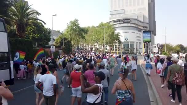 Johannesburg Zuid Afrika Oktober 2019 Drukke Mensen Marcheren Hebben Plezier — Stockvideo