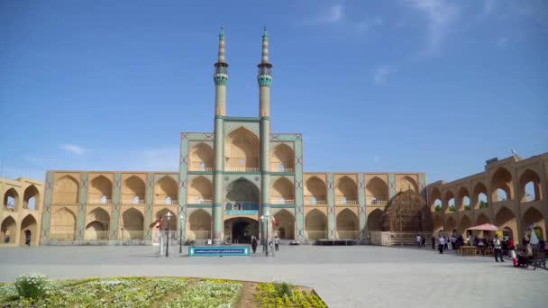 Yazd Iran May 2019 Τζαμί Τζαμί Είσοδος Πύλη Μιναρέδες Ιρανούς — Αρχείο Βίντεο