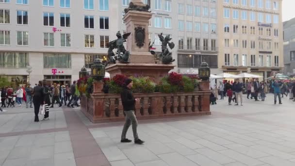 Munich Germany October 2019 Munich Marienplatz Square Tourists Local German — Stock Video