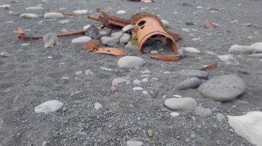Djupalonssandur, Snaefellsnes Dritvik, İzlanda sahilinde bir gemi enkazı bulundu. Snaefellsjokull Ulusal Parkı