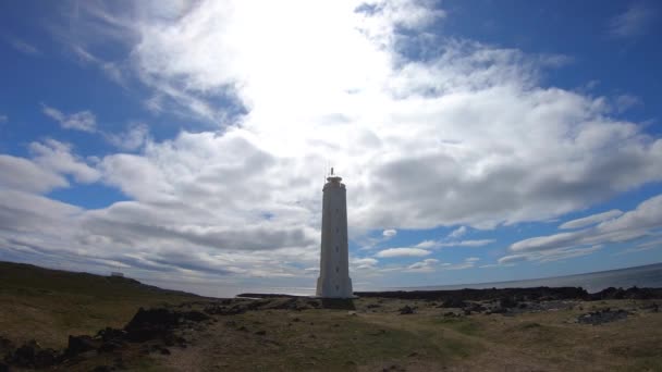 Latarnia Morska Malarrif Półwyspie Snaefelssnes Islandia — Wideo stockowe