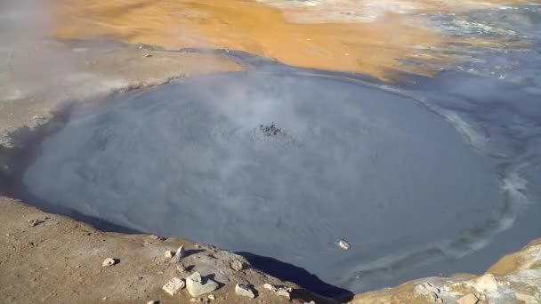 Hverir Myvatn地热区 在冰岛的Hverir地热区Myvatn湖周围都有天然蒸汽喷口和泥池 — 图库视频影像