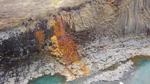 Studlagil Basalt Canyon Islandia Esta Una Rara Formación Columna Basalto — Vídeos de Stock