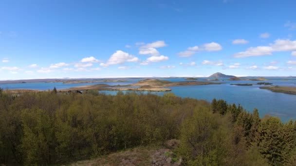 Myvatn Lake Landskap Sommaren Norra Island — Stockvideo