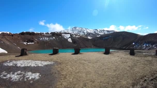 Lago Geotérmico Cratera Viti Lago Oskjuvatn Caldeira Askja Perto Área — Vídeo de Stock