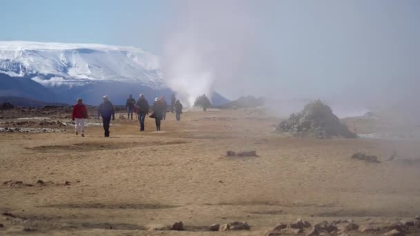 Hverir Islândia Maio 2019 Hverir Área Geotérmica Myvatn Com Turistas — Vídeo de Stock