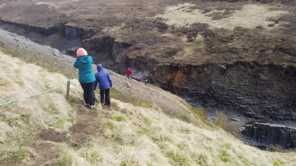 Studlagil Islandia Mayo 2019 Studlagil Basalt Canyon Visiting Tourists Esta — Vídeos de Stock