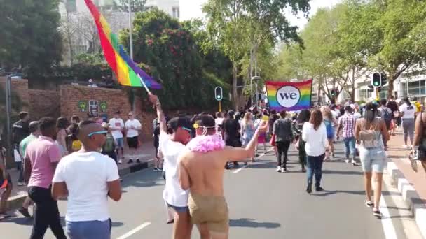 南非约翰内斯堡 2019年10月 Lbtq在Gay Pride March的慢动作视频 — 图库视频影像