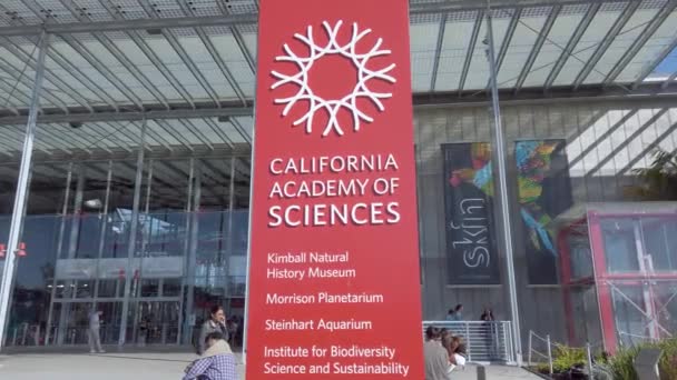 San Francisco California Agosto 2019 Entrada Señalización Academia Ciencias California — Vídeos de Stock