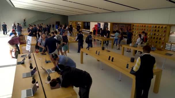 San Francisco California Usa August 2019 Young Man Examining Macbook — Stockvideo