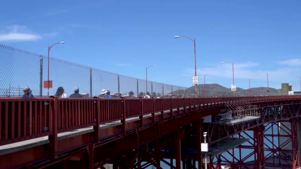 San Francisco California Usa August 2019 Golden Gate Bridge Pedestrian — 图库视频影像