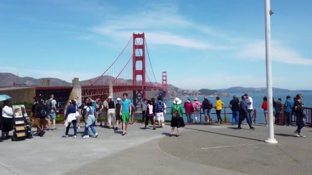 San Francisco California Usa August 2019 Γέφυρα Golden Gate Τουρίστες — Αρχείο Βίντεο