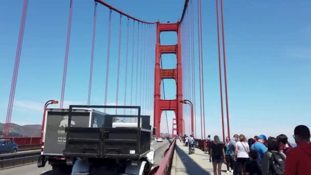 San Francisco California Usa August 2019 Golden Gate Bridge Pedestrian — Stock videók