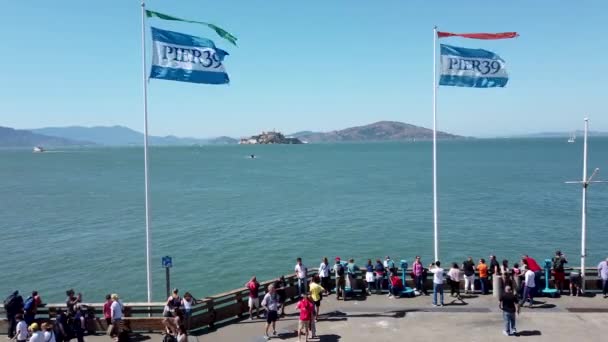 San Francisco California Usa Ağustos 2019 Rıhtım Balıkçı Skelesi Turistlerle — Stok video