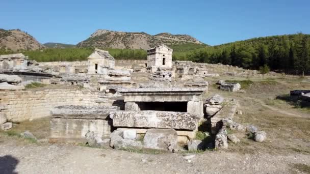 Denizli Turkey October 2019 Ruins Ancient City Hierapolis Pamukkale — Stock Video