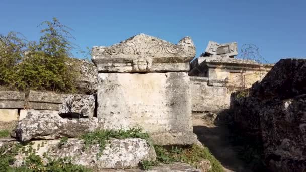 Denizli Turkije Oktober 2019 Ruïnes Van Oude Stad Hierapolis Pamukkale — Stockvideo