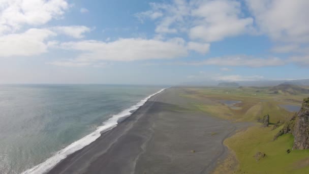 Playa Arena Negra Volcánica Infinita Ubicada Vik Islandia — Vídeos de Stock