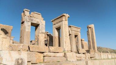 Persapolis, İran - Mayıs 2019: İran İmparatorluğu 'nun başkenti Persapolis kalıntıları, daha sonra Büyük İskender tarafından yok edildi. İran 'ın Şiraz kentindeki tarihi Persapolis kenti