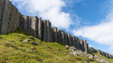 İzlanda 'daki Snaefellsnes Yarımadası' ndaki Gerduberg bazalt sütunları