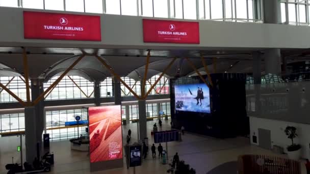 Istanbul Türkei Februar 2020 Neuer Innenraum Des Istanbuler Flughafens Mit — Stockvideo