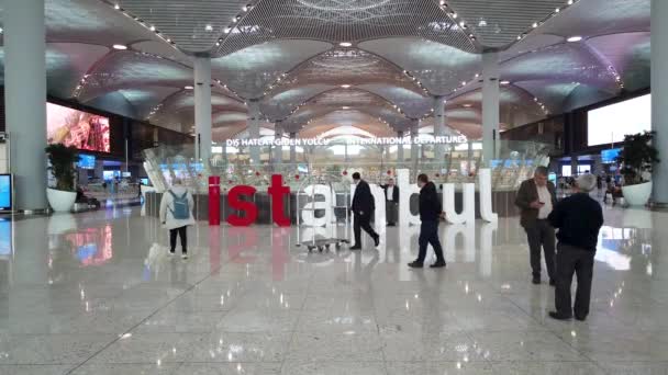 Istanbul Turecko Únor 2020 Nová Istanbulská Letištní Scéna Nápisem Istanbul — Stock video