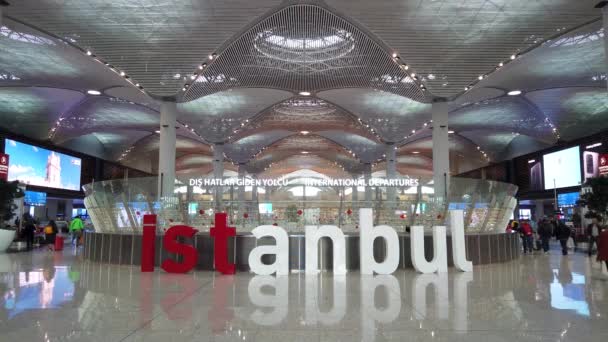 Istanbul Turecko Únor 2020 Nová Istanbulská Letištní Scéna Nápisem Istanbul — Stock video
