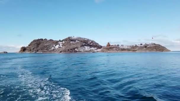 Akdamar Island Van Turkey Φεβρουάριος 2020 Νησί Akdamar Και Εκκλησία — Αρχείο Βίντεο