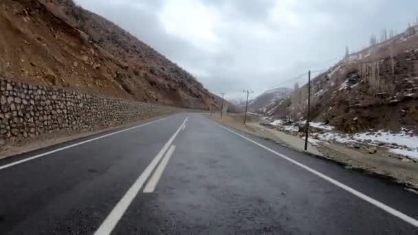 Hizan Bitlis Turkey Febryary 2020 Car Driving View Eastern Turkey — 图库视频影像