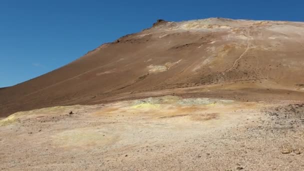 Zone Géothermique Hverir Myvatn Avec Piscines Bouillantes Fumerolles Fumerolles Fumantes — Video