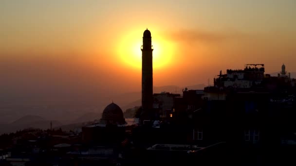 Mardin Türkiye Ocak 2020 Gün Batımında Büyük Mardin Camisi Olarak — Stok video