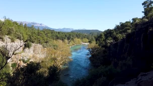 Rio Koprucay Famoso Com Atividades Rafting Que Fluem Nos Arredores — Vídeo de Stock