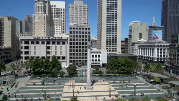 San Francisco Abd Ağustos 2019 Union Square Yürüyen Insanların Üst — Stok video