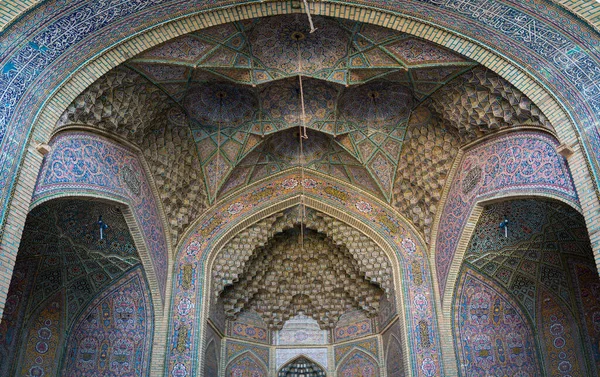 Iran Shiraz May 2019 Interior Scene Colored Tiles Walls Nasir — Stock Photo, Image