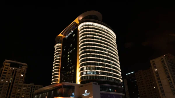 Baku Azerbaijão Julho 2019 Baku Marriott Absheron Hotel Noite — Fotografia de Stock
