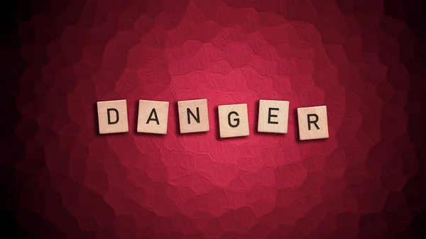 Danger Written Wooden Tiles Red Background Respiratory Syndrome Coronavirus Novel — Stock Photo, Image