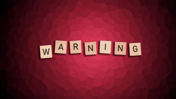 Warning Written Wooden Tiles Red Background — Stock Photo, Image