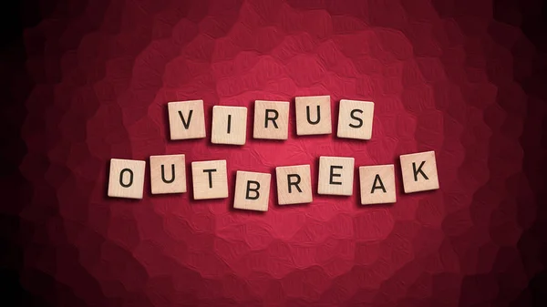 Virus Outbreak Γραμμένο Ξύλινα Κεραμίδια Πάνω Από Κόκκινο Φόντο Αναπνευστικό — Φωτογραφία Αρχείου