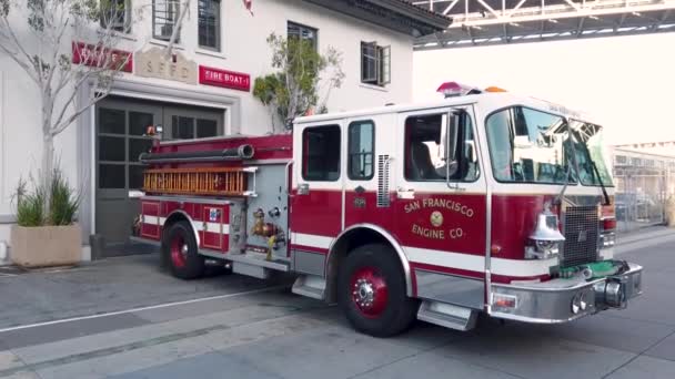 San Francisco California Usa 2019 Augusztus San Francisco Tűzoltóautó Parkol — Stock videók