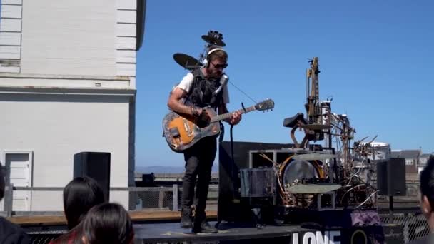 サンフランシスコ カリフォルニア州 アメリカ 2019年8月 ストリートミュージシャンが様々な楽器を演奏し パフォーマンスを行い — ストック動画