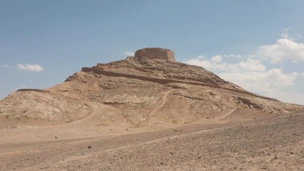 Yazd Írán Květen 2019 Zřícenina Rituálních Budov Vedle Zoroastrians Dakhmeh — Stock video