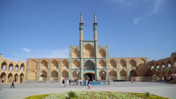 Yazd Iran May 2019 Τζαμί Τζαμί Είσοδος Πύλη Μιναρέδες Ιρανούς — Αρχείο Βίντεο