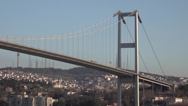 Istanbul Turkey February 2020 Bosphorus 15Th July Martyrs Bridge Bosphorus — Stock Video