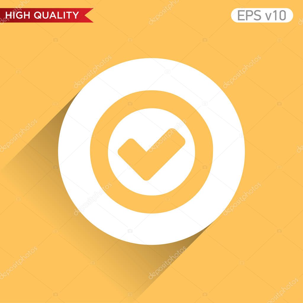 Colored icon or button of check symbol with background
